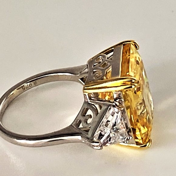 10 Carat Radiant Cut Ring, 925 Sterling Silver - Picture 6 of 6